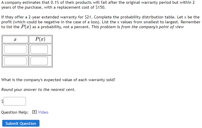 Solved A Company Estimates That 0.1% Of Their Products Will | Chegg.com