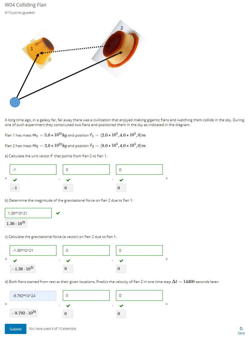Solved W04 Colliding Flan 9 10 Points Graded 2 A Long T Chegg Com