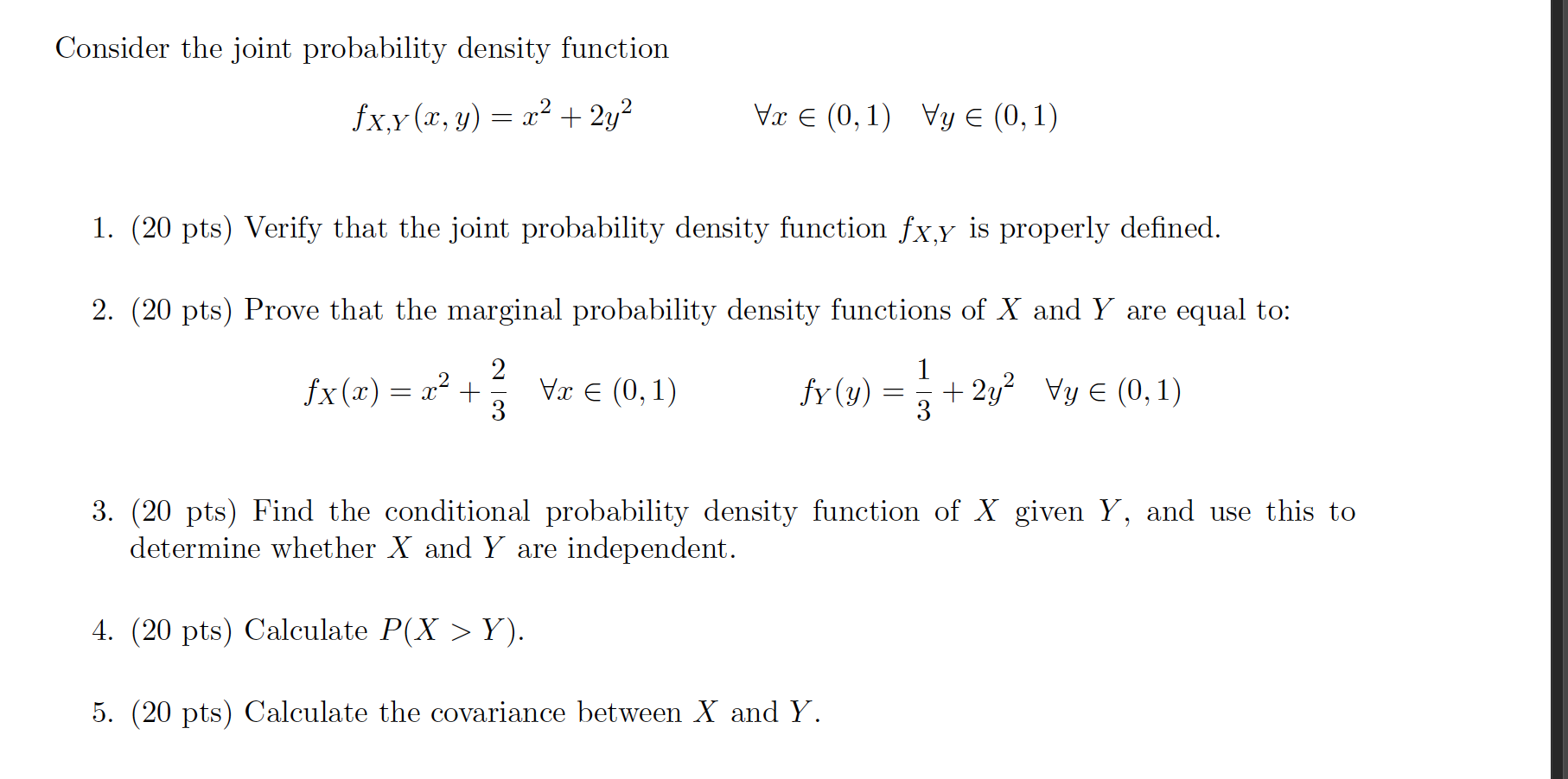Solved Consider the joint probability density function | Chegg.com