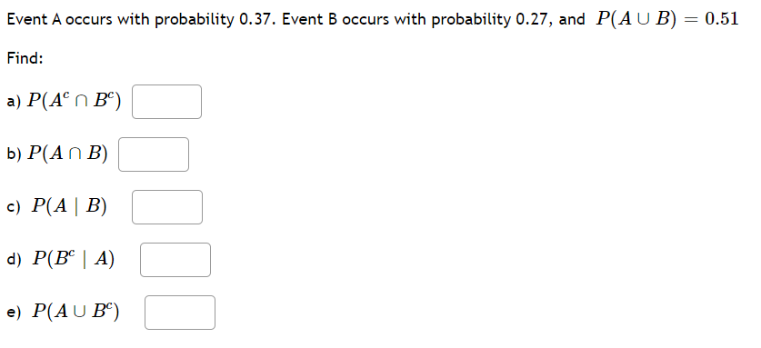 Solved Event A Occurs With Probability 0.37. Event B Occurs | Chegg.com