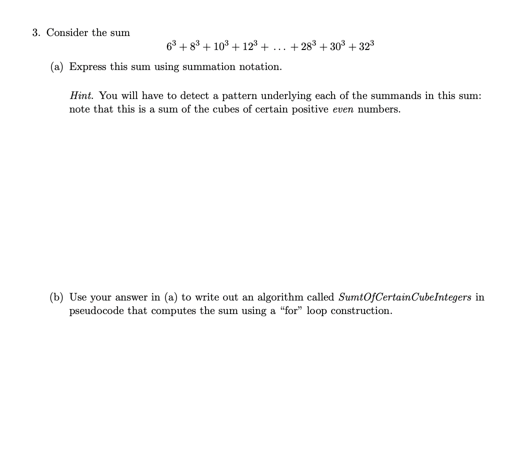 3. Consider the sum + 83 + 103 + 123 + ... + 283 + | Chegg.com