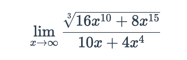 Solved lim x →∞ 3 16x¹0 + 8x15 10x + 4x4 | Chegg.com