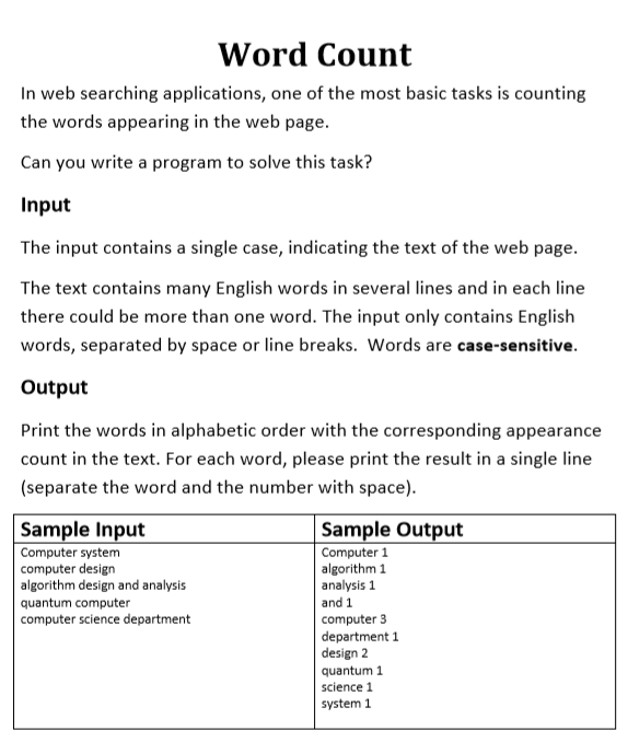 Solved Word Count In web searching applications, one of the | Chegg.com