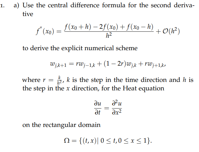 Solved a) ﻿Use the central difference formula for the second | Chegg.com