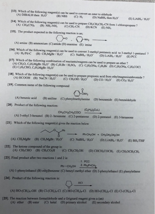 Solved 13]. Which of the following reagent(s) can be used to | Chegg.com