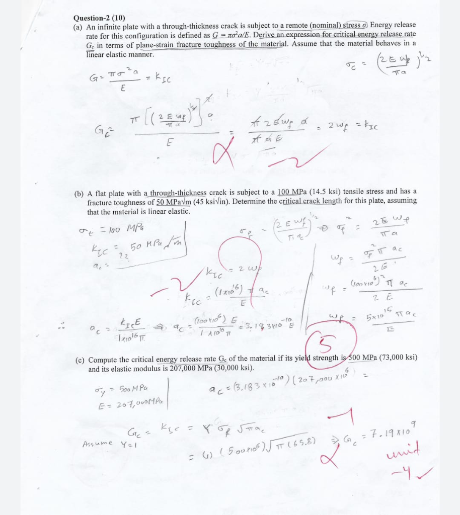 Solved Question-2 (10) (a) An infinite plate with a | Chegg.com