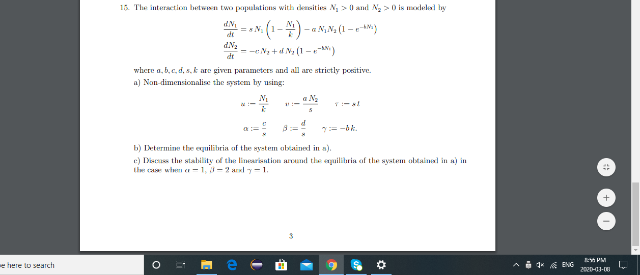 Solved 15. The Interaction Between Two Populations With | Chegg.com