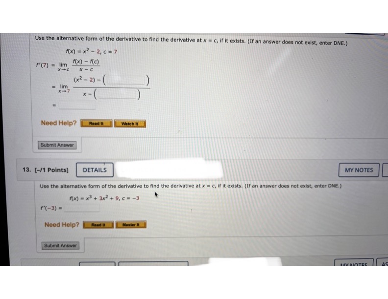 Solved Use the alternative form of the derivative to find | Chegg.com