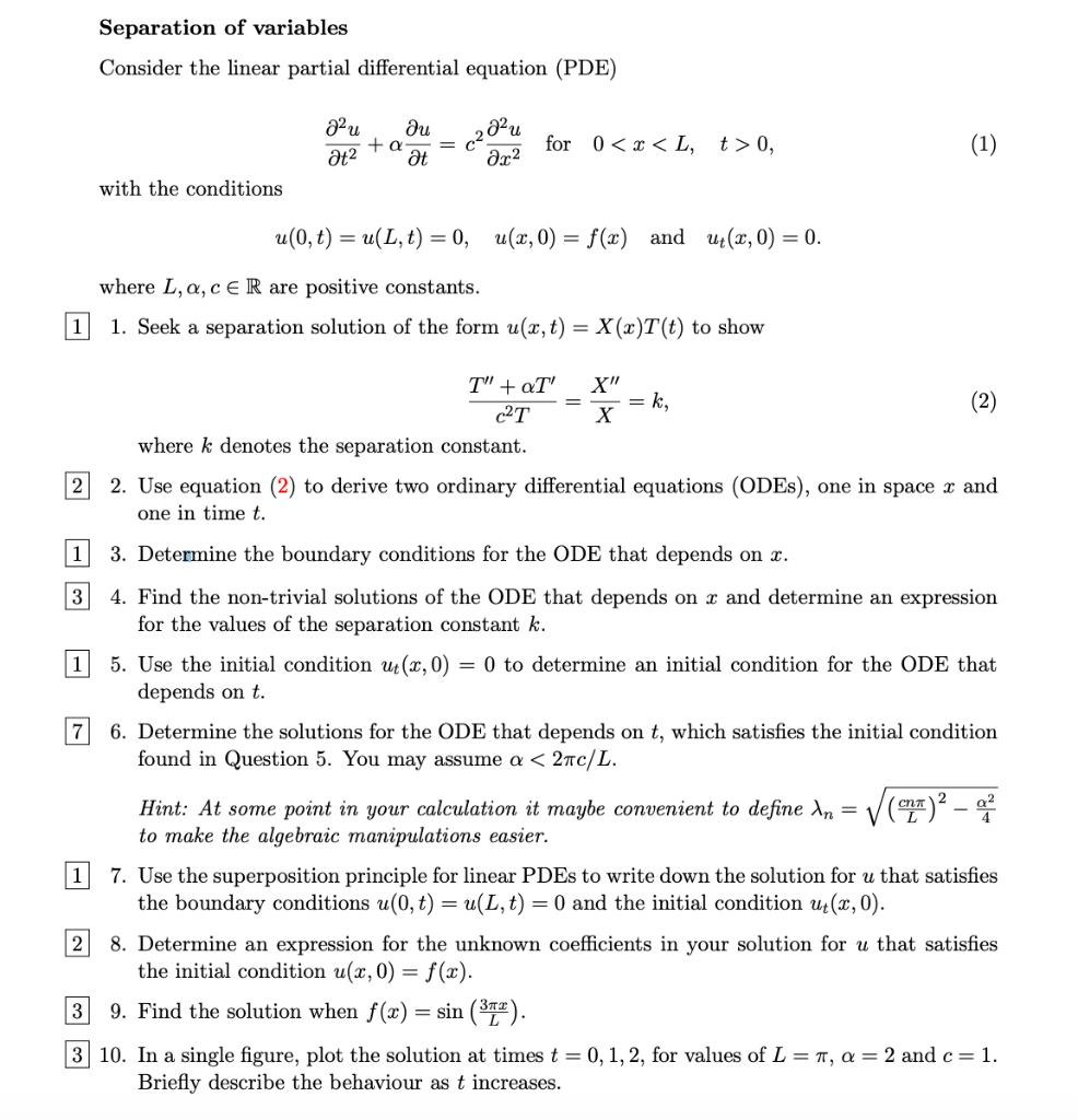 Solved Consider The Linear Partial Differential Equation 5273