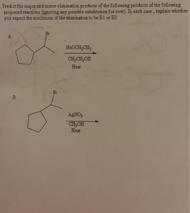 Solved Predict the major and minor elimination products of | Chegg.com