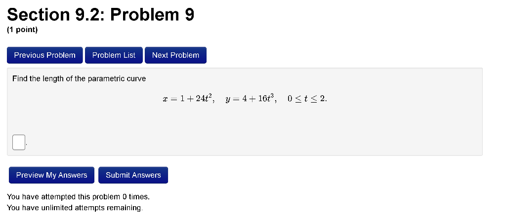 Solved Section 9.2: Problem 9 (1 point) Previous Problem | Chegg.com