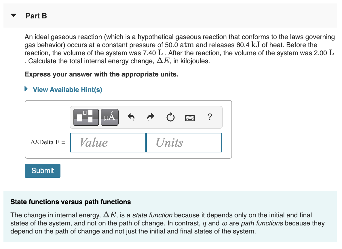 Solved Part C An Ideal Gas Which Is Is A Hypothetical Ga Chegg Com