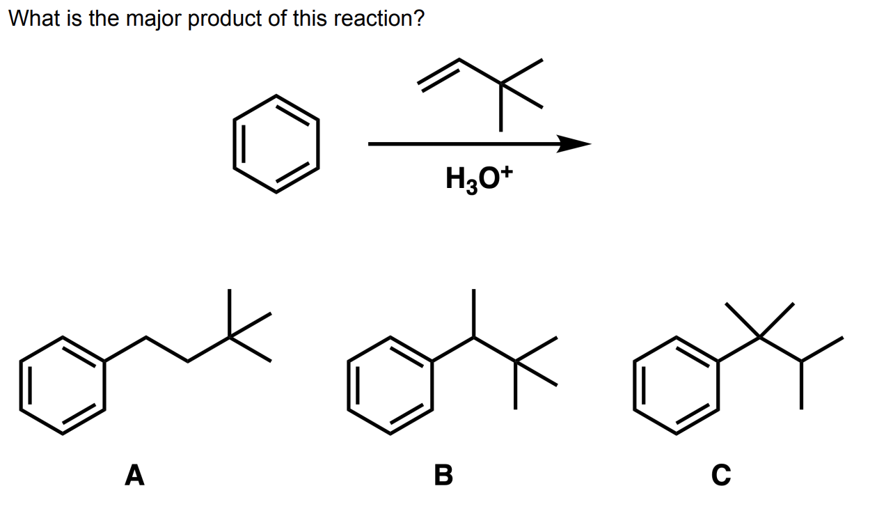 Solved What is the major product of this reaction? H30+ A B | Chegg.com