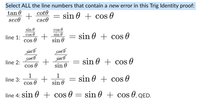 Solved Select ALL the line numbers that contain a new error | Chegg.com