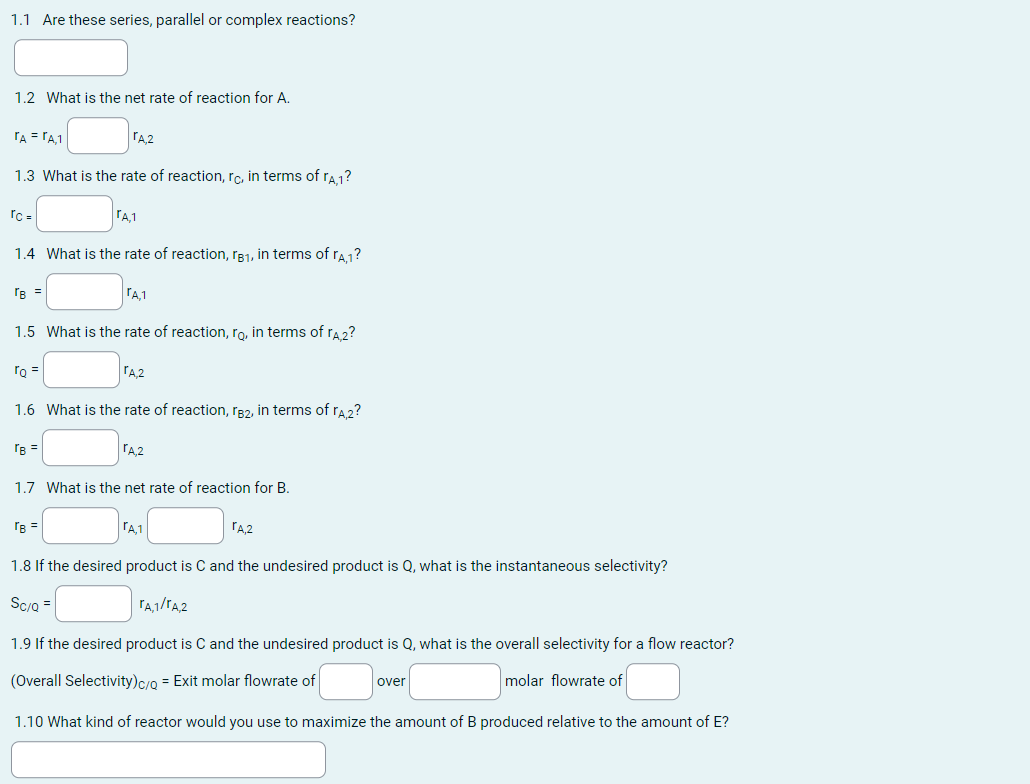 Solved For the competing reactions: A+2B→C2A+3B→Q C is the | Chegg.com