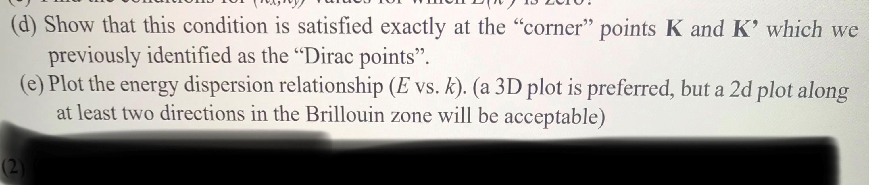 Solved (1) The tight binding model for graphene with two | Chegg.com