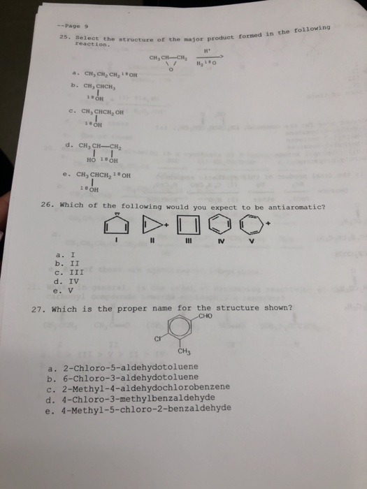 Solved --Page 9 25. Select The Structure Or The Major | Chegg.com