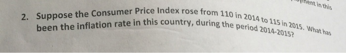 Solved Suppose The Consumer Price Index Rose From 110 In | Chegg.com