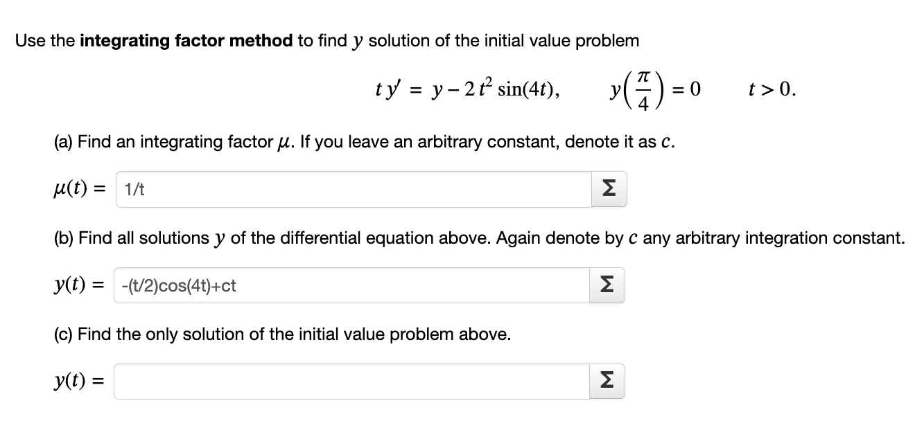 Solved Use The Integrating Factor Method To Find Y Solution | Chegg.com