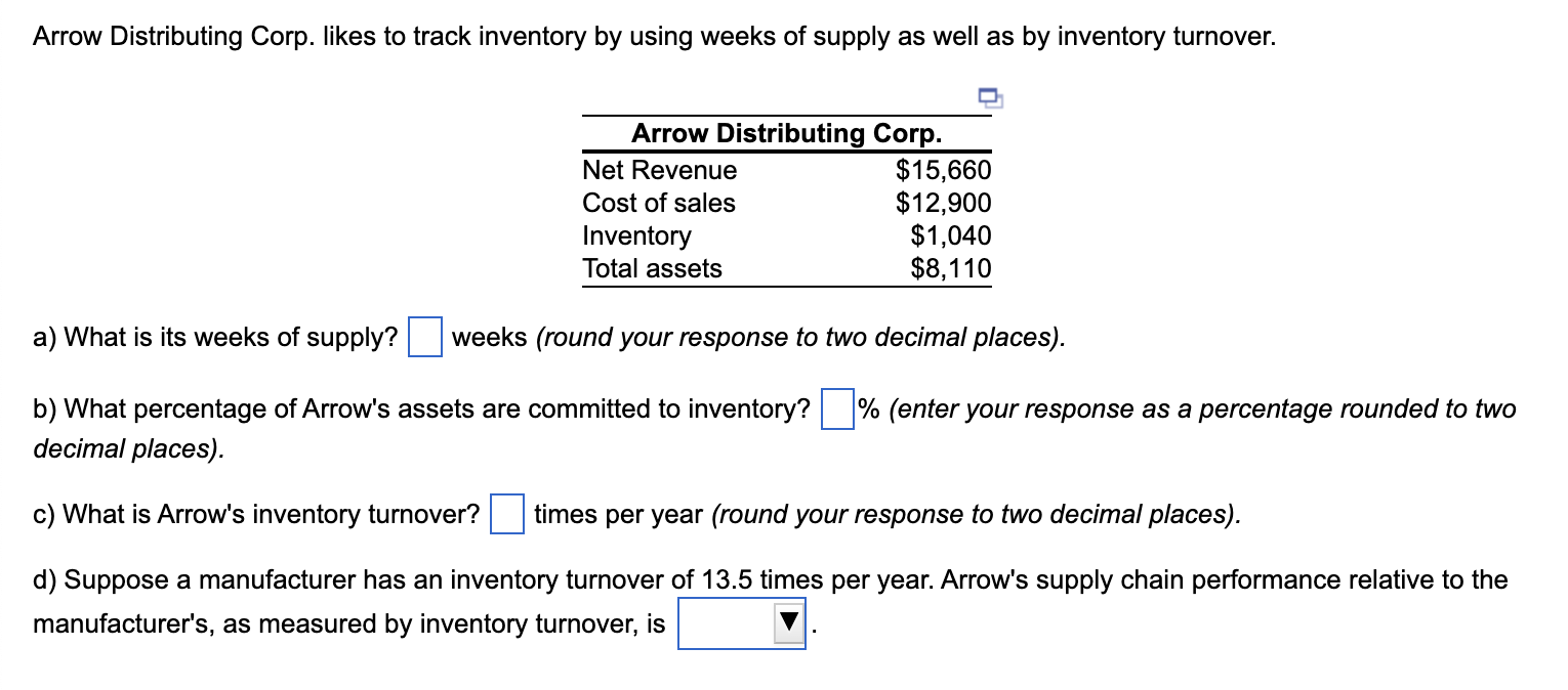 Solved Arrow Distributing Corp. likes to track inventory by | Chegg.com