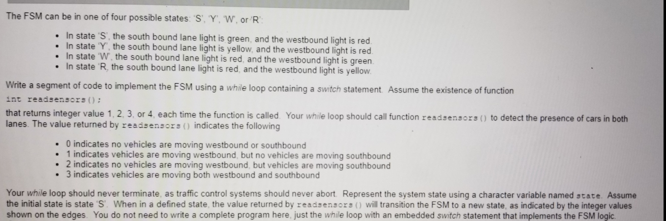 in C language; consider the finite state machine | Chegg.com
