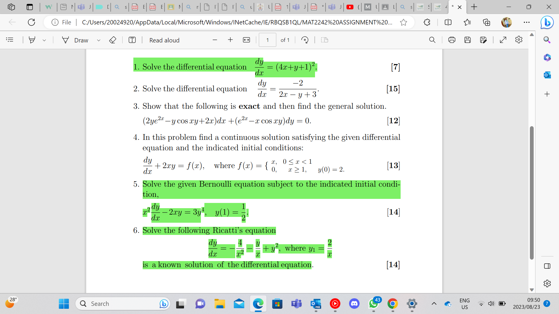 Solved 1. Solve the differential equation \\( \\frac{d y}{d | Chegg.com