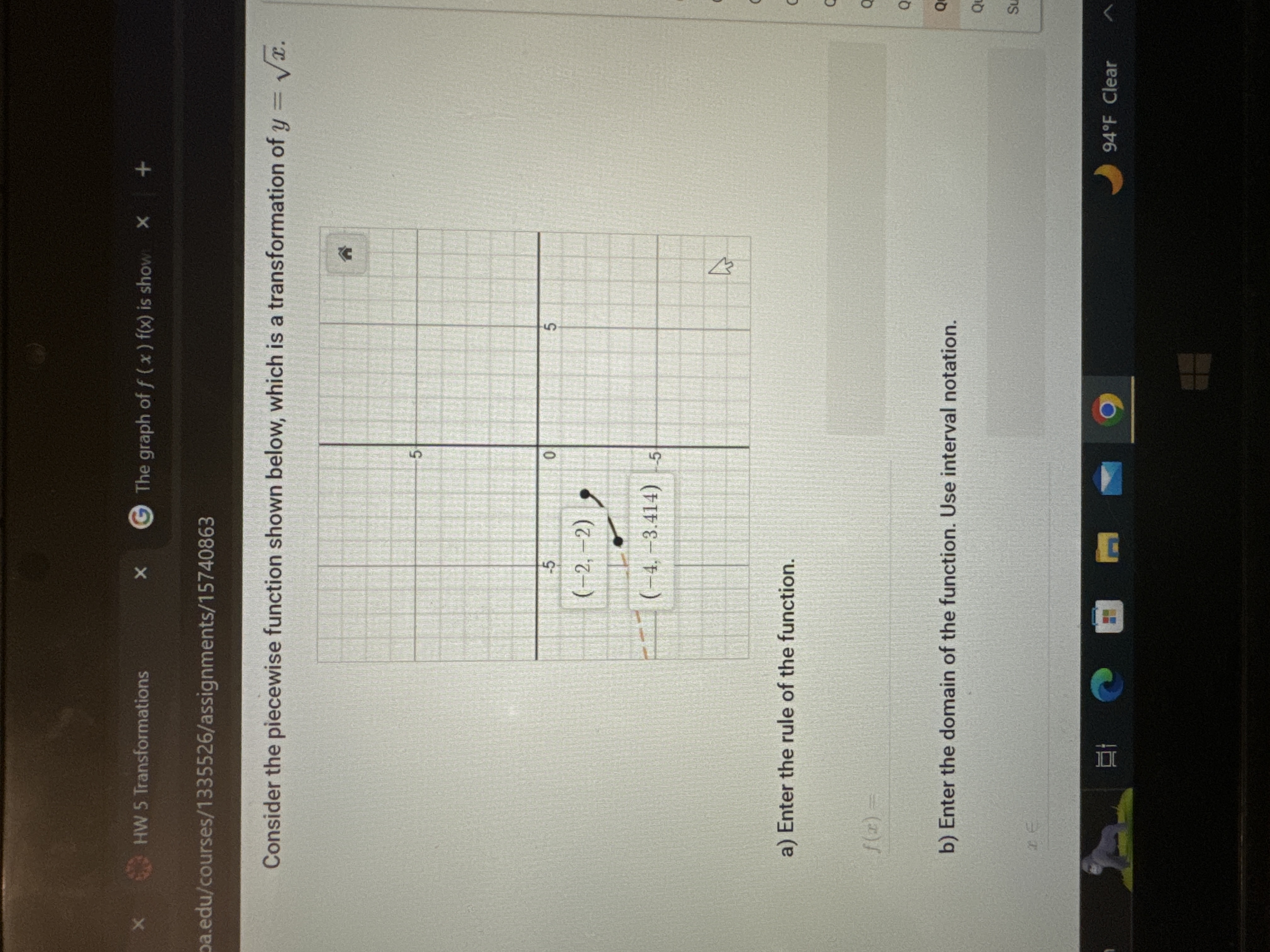 Solved Consider the piecewise function shown below, which is | Chegg.com