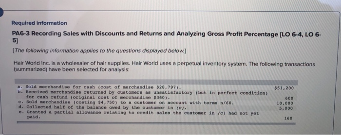 Solved 1) Compute Net Sales and Gross Profit for Hair World | Chegg.com