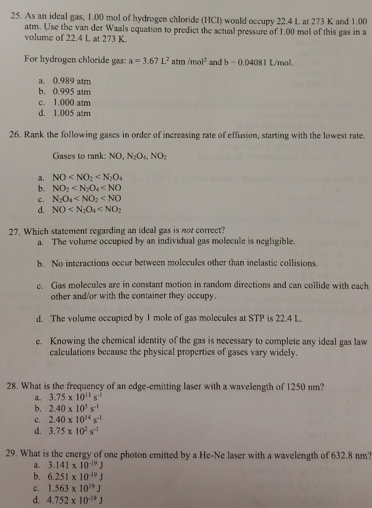 solved 25 as an ideal gas 1 00 mol