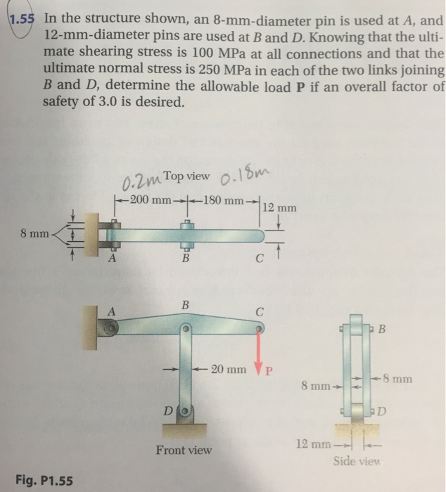 Solved In the structure shown, an 8-mm-diameter pin is used | Chegg.com