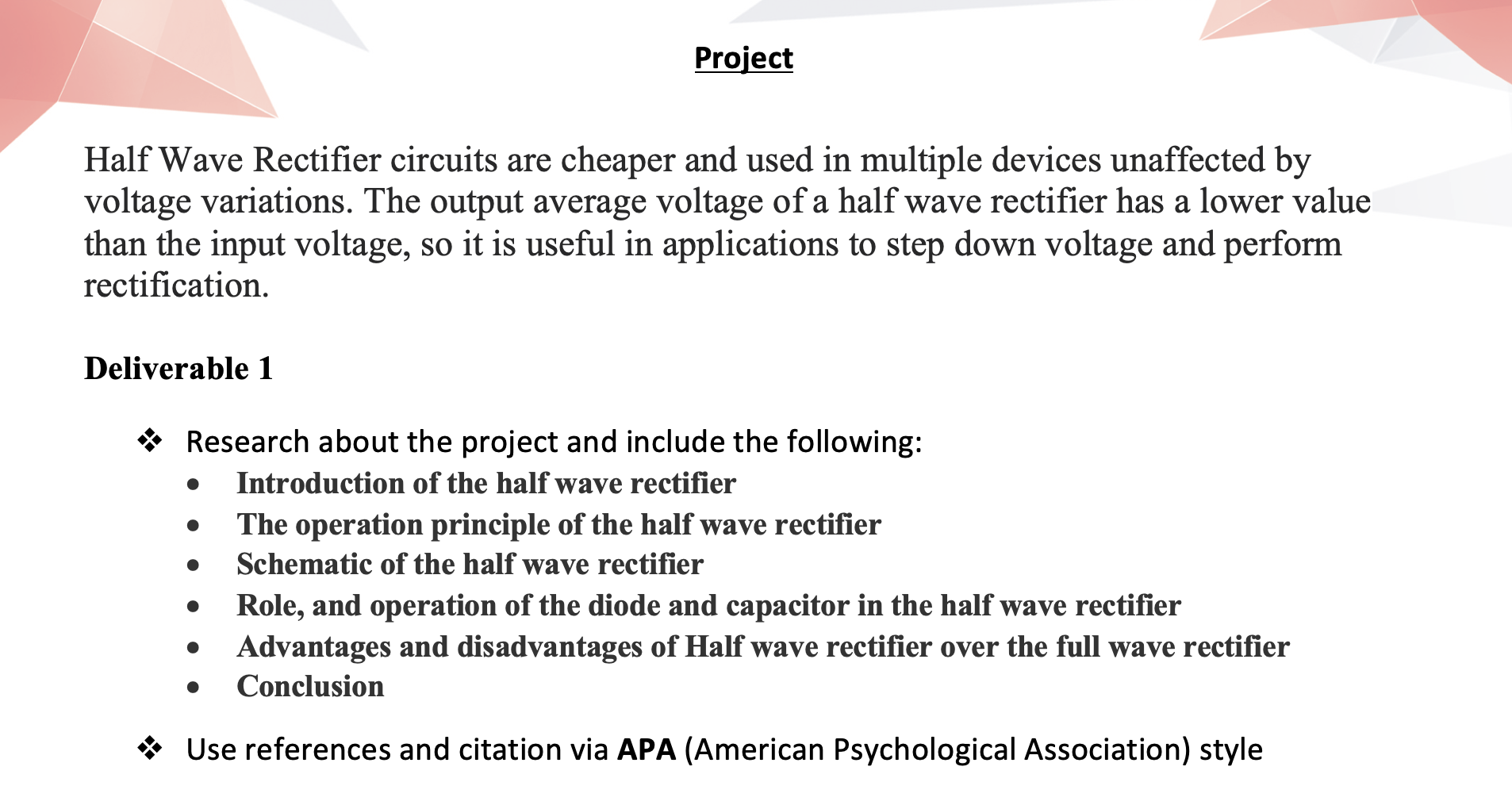 Application of deals half wave rectifier