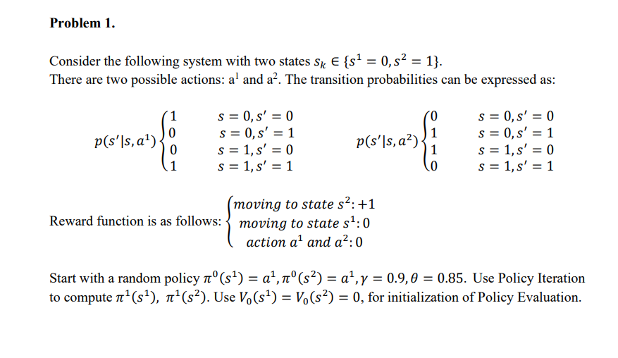 Solved Consider the following system with two states | Chegg.com