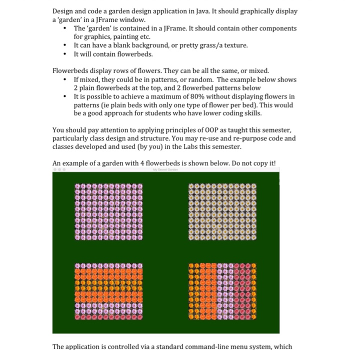 Design and code a garden design application in Java. | Chegg.com