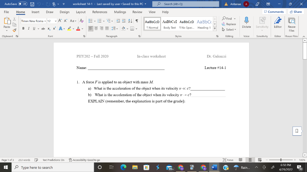 Solved AutoSave Off H 2 - 08 File Paste Clipboard Page 1 of | Chegg.com