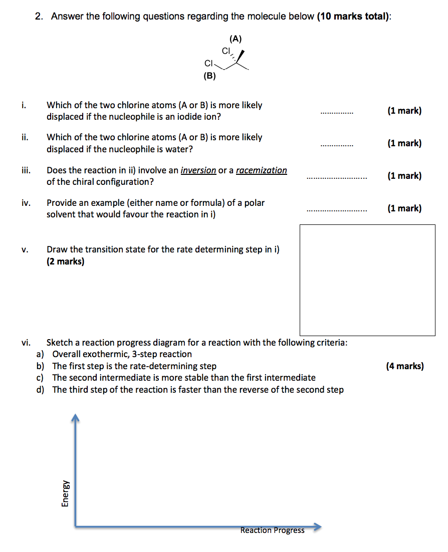 Solved 1. Consider the following reactions (14 marks total): | Chegg.com