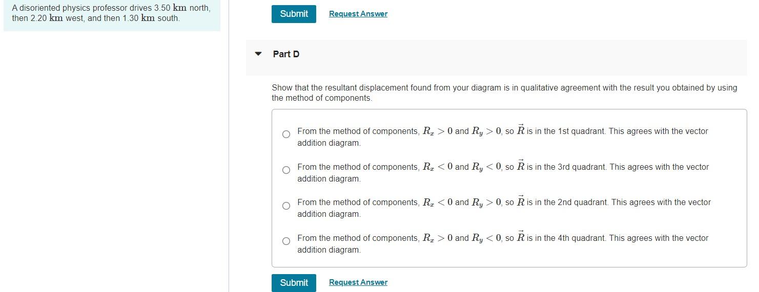 Solved A disoriented physics professor drives 3.50 km north, | Chegg.com