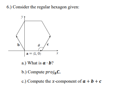 Solved 6.) Consider The Regular Hexagon Given: B с A= (1.0) | Chegg.com