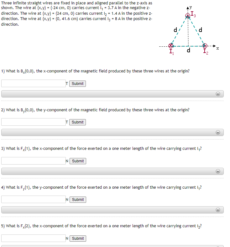 Solved Three Infinite Straight Wires Are Fixed In Place A Chegg Com