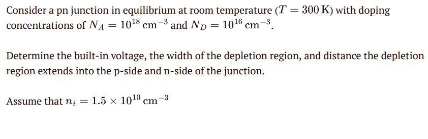 Solved Consider a pn junction in equilibrium at room | Chegg.com