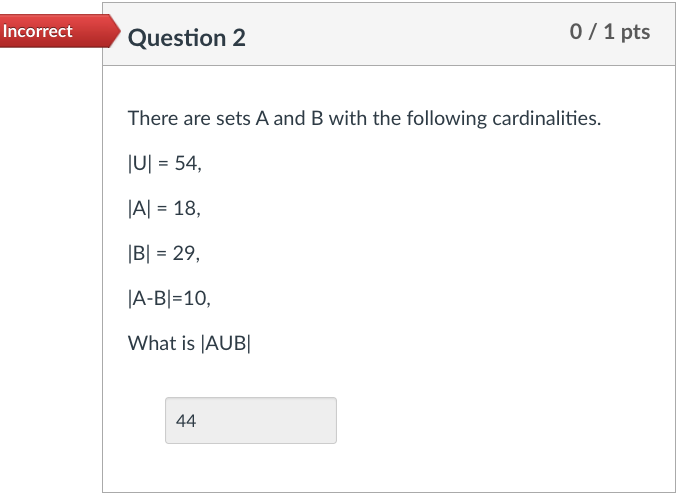 Solved There are sets A and B with the following | Chegg.com