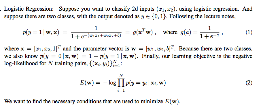 Solved Logistic Regression: Suppose you want to classify 2d | Chegg.com