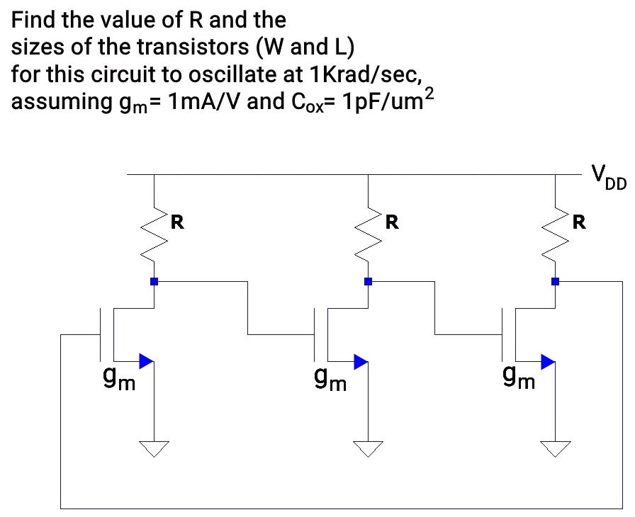 Solved Find the value of R and the sizes of the transistors | Chegg.com
