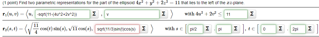 Solved (1 point) Find two parametric representations for the | Chegg.com