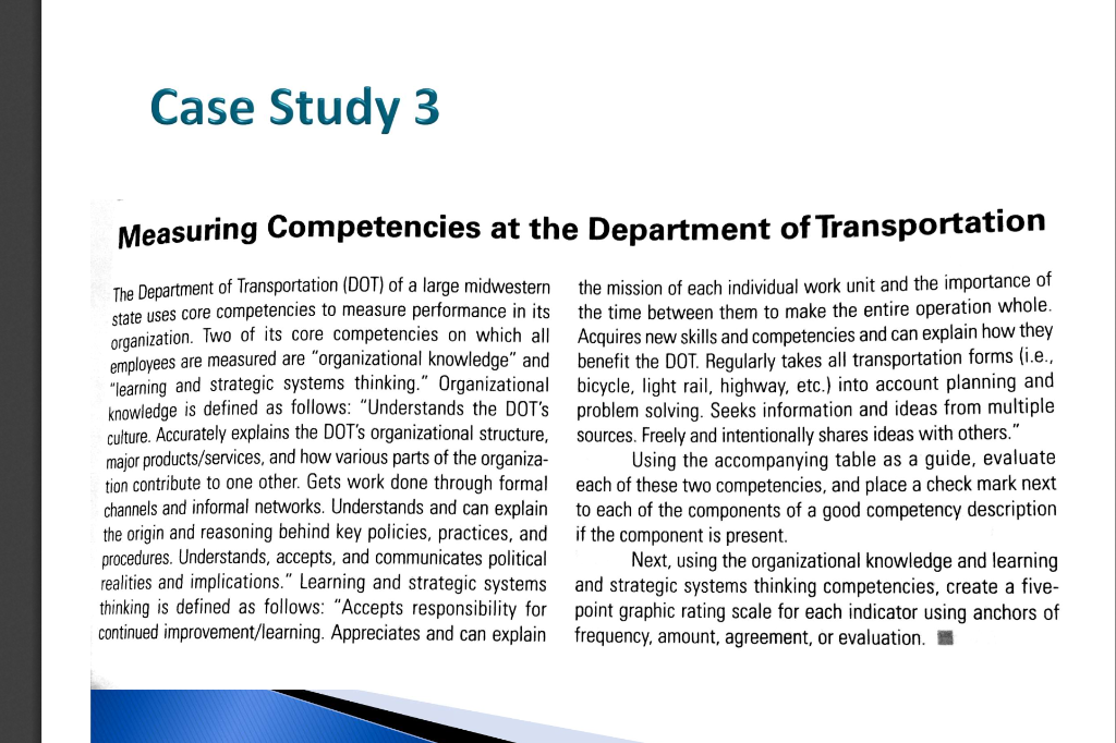 Solved Case Study 3 Measuring Competencies at the Department | Chegg.com