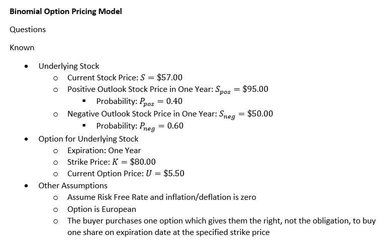 Solved Binomial Option Pricing Model Questions Known = | Chegg.com
