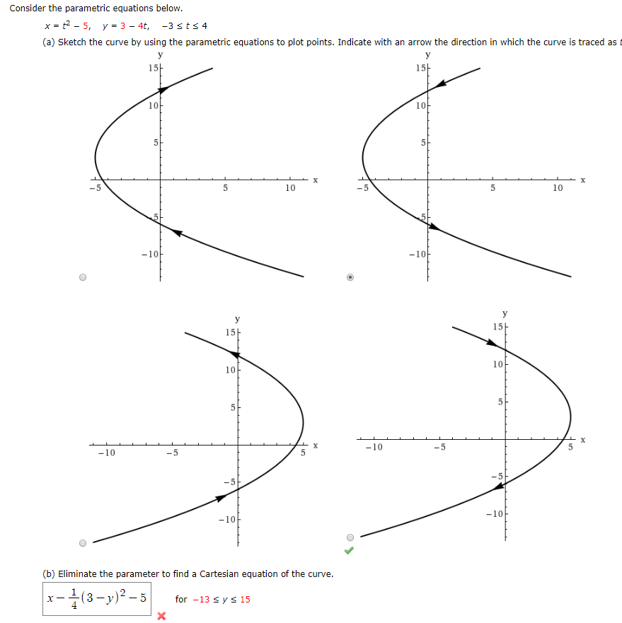 Solved Consider The Parametric Equations Below X 5t 1 