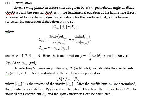 Solved (1) Formulation Given a wing planform whose chord is | Chegg.com