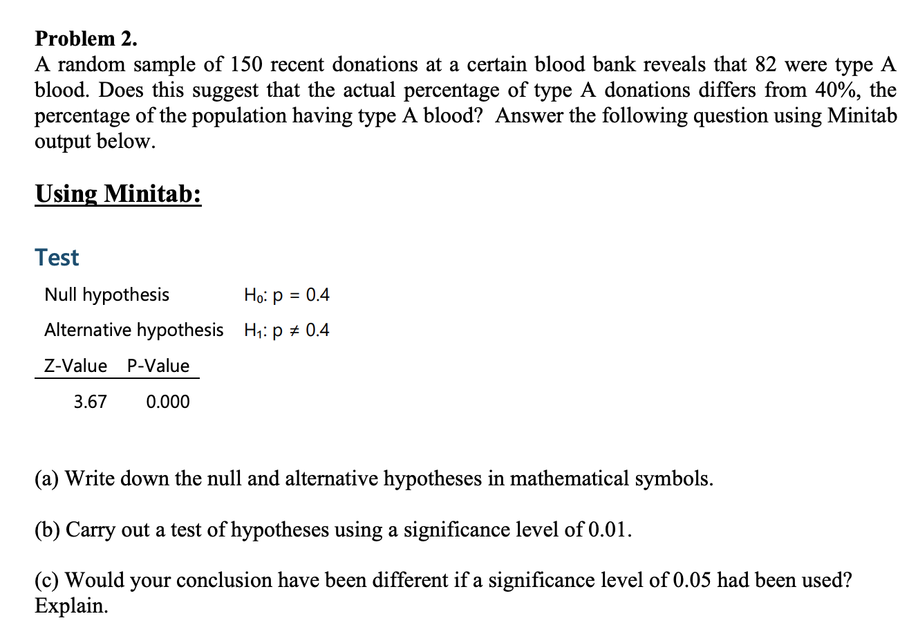 Solved Problem 2. A random sample of 150 recent donations at
