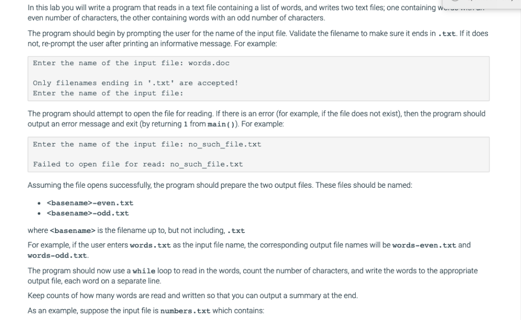 Solved In this lab you will write a program that reads in a | Chegg.com