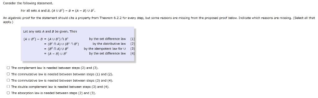 Solved Consider the following statement. For all sets A and | Chegg.com